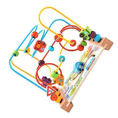 Kisangel 1 Stück Holzperlenlabyrinth für Kleinkinder Pädagogisches Hand Augen Koordination Farbenfroh und Sicher für Jungen und Ab Jahr von Kisangel