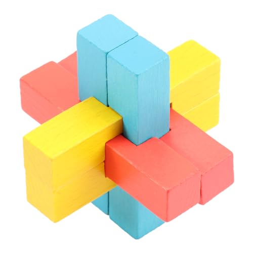 Kisangel 1 Stück Kongming Puzzle Holzspielzeug Assembling Toy mit Bunten Farben Intellektuelles Unlock für Fördert Konzentration und Kreativität Steckspiel für Lernspiele und von Kisangel