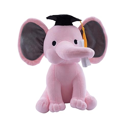 Kisangel 1 Stück Plüschtier Animal Figures lauch Kuscheltier Puppen laufstall dekoringe Toys Abschluss-Elefanten- Abschluss Plüschpuppe PP Baumwolle Rosa von Kisangel