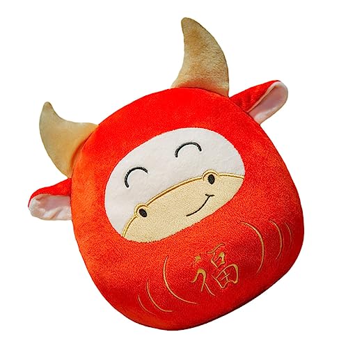 Kisangel 1 Stück Rinderpuppe Animal Figures Chaps Neujahrs-Ochsen-Plüschtier Vieh Puppe Jahr der Ochsenpuppe Maskottchen Maskottchen Puppe Textil- rot von Kisangel