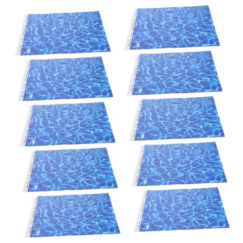 Kisangel 10 Blatt Aufkleber Mit Simulierter Wassertextur Meerestapete Poster Papier Schwimmbadhintergrund Bastelpapier Blue Plastik von Kisangel