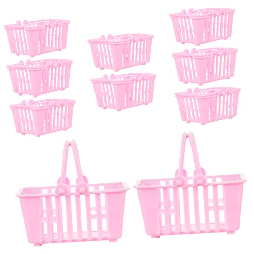 Kisangel 10 STK. Puppenhaus Einkaufskorb Lagerung Miniatur Mini Körbe Klein Puppenhaus-minikorb Zur Aufbewahrung Mini-einkaufskorbspielzeug Mit Griff Rosa Plastik von Kisangel