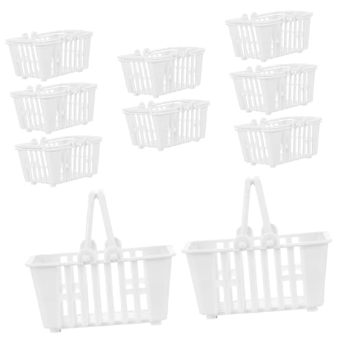 Kisangel 10 STK. puppenhaus einkaufskorb klein Lagerung mini einkaufskorb mini-einkaufskorb Miniatur-Aufbewahrungskorb Puppenhaus-Minikorb für Plastik Weiß von Kisangel