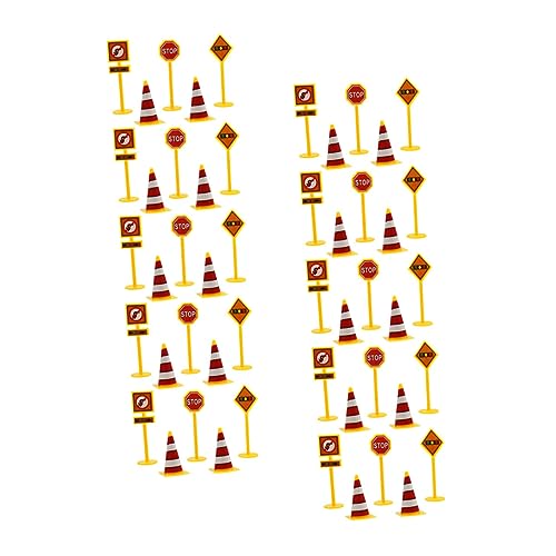 Kisangel 10 Sätze Teiliges Set für Leichte Miniatur straßenschilder und Absperrungen Farbenfrohes Lernspielzeug zur Verkehrserziehung Tragbar und Langlebig Fördert Kreatives Rollenspiel von Kisangel