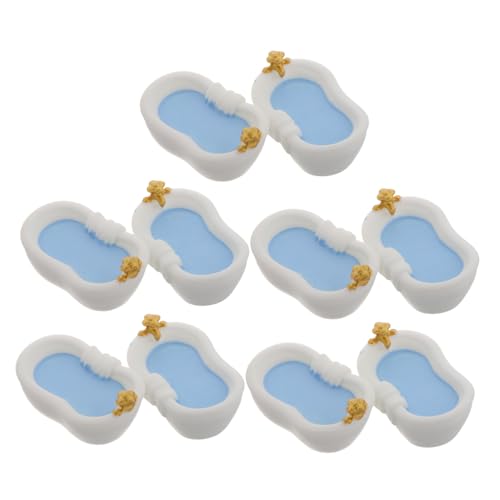Kisangel 10 Stück Badewanne Puppenhaus Mini Badewanne Puppenhaus Badezimmermöbel Miniatur Badezimmer Miniaturen Zum Basteln Puppenhaus Tischmodell Mini Duschbadewanne Weißer von Kisangel