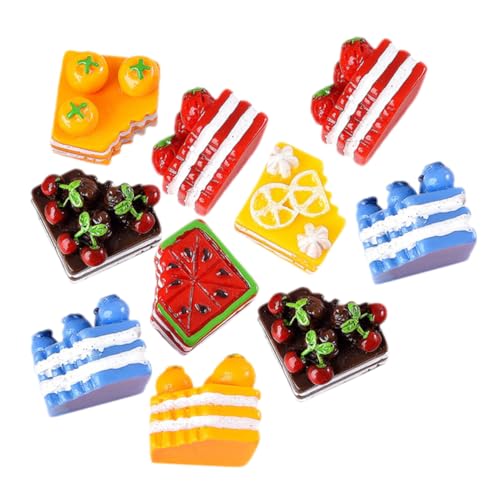 Kisangel 10 Stück Kuchenharzzubehör Fondant Mini-Essen Miniaturen Anhänger zum Basteln gefälschter Minikuchen Nähen von Verzierungen simulierter Minikuchen Plastik von Kisangel