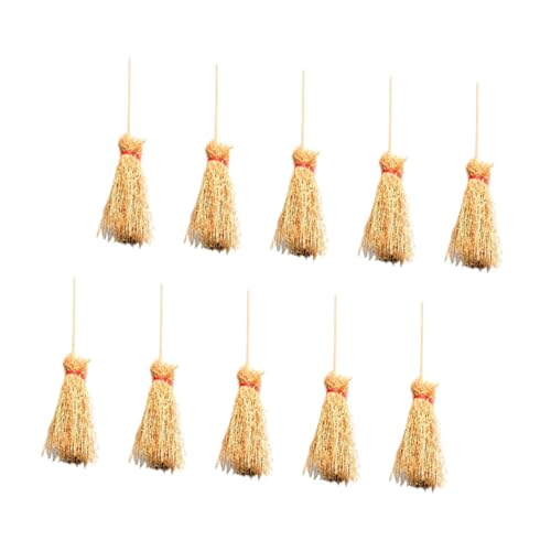 Kisangel 10 Stück Mini-Besen-Modell Minature Besen Puppenhaus Miniaturbesen Miniatur-Handbesen Miniatur-Bastelzubehör Besenverzierung Mini-Hausbesen Mini-Besen- Buche Khaki von Kisangel