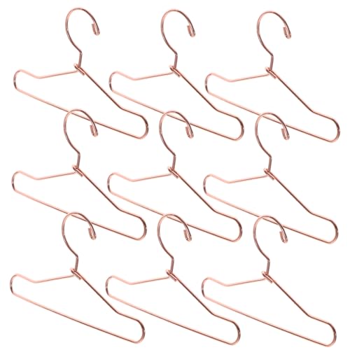 Kisangel 10 Stück Mini Metall Puppenkleiderbügel Rosegoldfarbene Miniatur Kleiderhänger Robust und Praktisch für Puppenkleider Puppenhaus deko und Kleine Kleiderstangen von Kisangel
