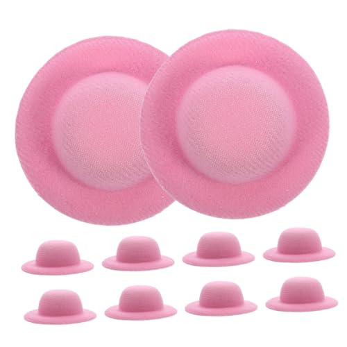 Kisangel 10 Stück Mini-Strohhut gestrickt Geburtstag Gewebte bunt Mini-Hüte für kleine hüte Hutverzierung DIY Strohhüte Puppenimitation Miniatur -Strickhut DIY-Hüte basteln Eva Rosa von Kisangel