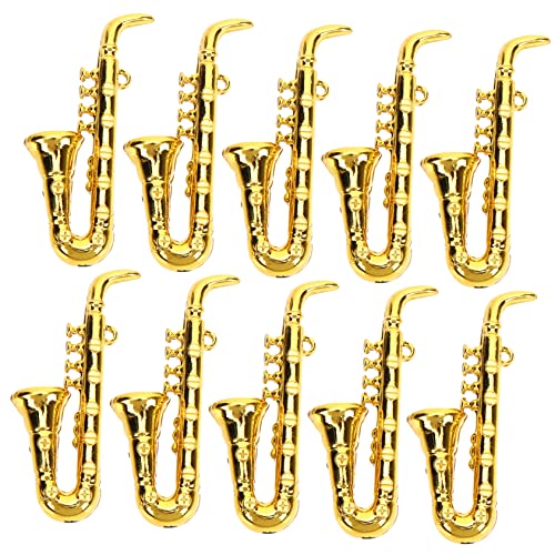 Kisangel 10 Stück Musikinstrumentenmodell Miniaturen Saxophon winzig Musical für kinderspielzeug Miniatur-Musikinstrumente- Miniaturinstrument Plastik Golden von Kisangel