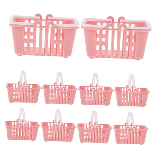 Kisangel 10 Stück Puppen-einkaufskorb Korb-Requisiten Puppenhausdekor Kleiner Einkaufskorb Mini-handkorbspielzeug Mini-einkaufskörbe Mit Griffen Korb-puppenhaus-einkaufs-Requisiten Plastik von Kisangel
