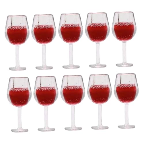 Kisangel 10 Stück Puppenhaus Weinglas Puppe Weingläser Miniatur Und Am Kleinsten Puppenhausmöbel Mini Weingläser Mikro Mini-Puppen-weingläser Puppenbrille Winzig Pokale Mini-Brille Rot Harz von Kisangel