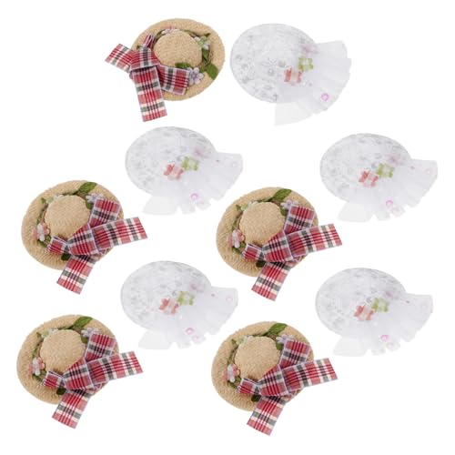 Kisangel 10 Stück Puppenspielzeughut Minihut Basteln Spielzeughüte Für Kleine Weihnachtshüte Mini Strohhut Basteln Mini DIY Dekoration Schmuck Minihüte Gewebte Hüte DIY von Kisangel