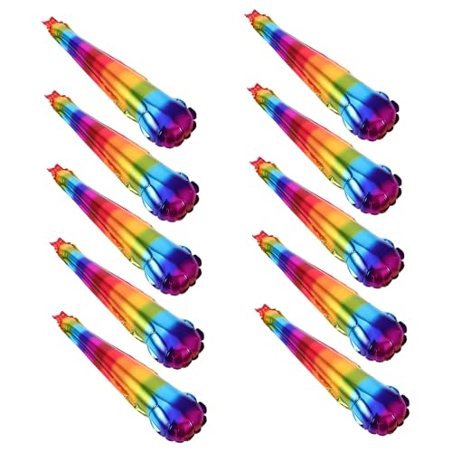 Kisangel 10 Stück Regenbogen Ballonstäbe Bunte Folienballons Fröhliche Stäbe Donnerstäbe Geräuschmacher Große Ballonstäbe Fußball Anfeuerungsartikel Aufblasbare Cheerleading Stäbe von Kisangel