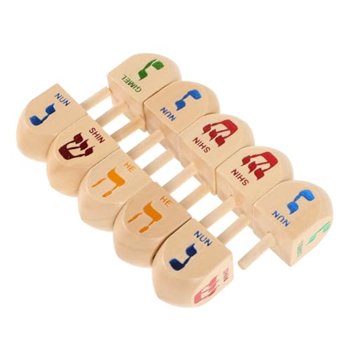 Kisangel 10 Stück Teiliges Hanukkah Holz Dreidel Set Miniatur mit Ergonomischem Griff Traditionelles Festivalspielzeug für Handgefertigt als Hanukkah Dekoration und Lernspielzeug von Kisangel