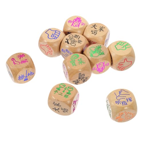 Kisangel 10 Stück Teiliges Holz Würfel Bunte Spielwürfel Kompakt Leicht für Familienpartys Ktv Gesellschaftsspiele Würfelspiel Zubehör Robust Glatte Oberfläche von Kisangel