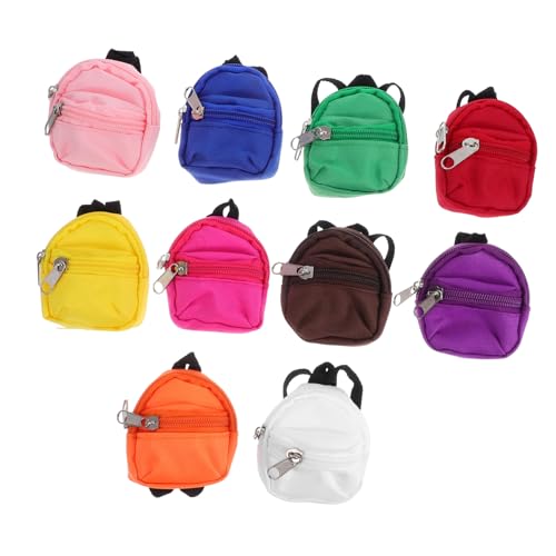 Kisangel 10 Stück Teiliges Mini Puppen Rucksack Zipper Schulranzen für Puppen Robuste Sichere Miniatur Schultaschen Kompakte Zubehör von Kisangel
