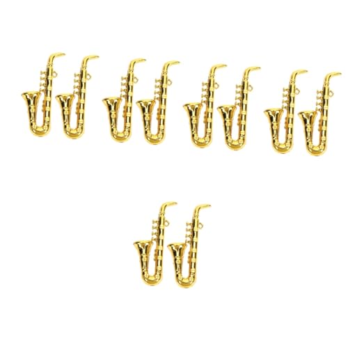 Kisangel 10 Stück Teiliges Miniatur Saxophon aus Langlebigem Kunststoff Detailgetreues Puppenhaus Musikinstrument Modell Leichtes Dekorationsspielzeug für Schreibtisch und Fotorequisiten von Kisangel