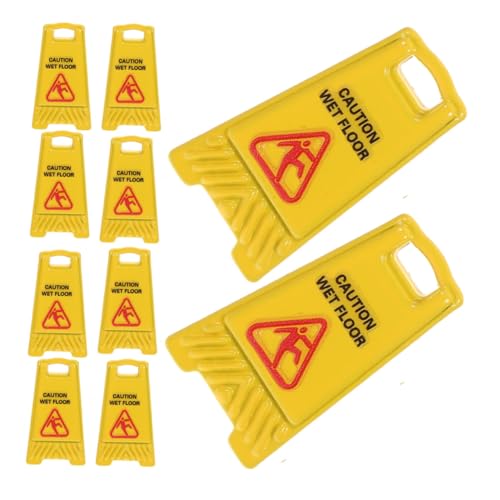 Kisangel 10stücke Mini-Boden-Warnschild Für Puppenhaus Realistische Sicherheits-schilder Für Nasse Böden Lernspielzeug Für Junge Mädchen Rollenspiel-Accessoires von Kisangel