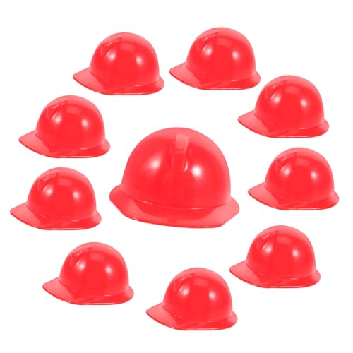 Kisangel 10 Stück Teiliges Miniatur sicherheitshelme aus Stabilem Kunststoff Leuchtend Rot Detailgetreu Gefertigt Vielseitig Einsetzbar als Puppenhelm Dekoration Kopfschutz von Kisangel