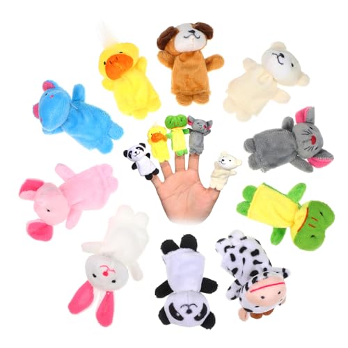 Kisangel 10 Stück Teiliges Plüsch Tier Fingerpuppen Flexible Handpuppen mit Niedlichen Cartoon Motiven Weiche Stofftiere für Kindergeburtstag Lernspiel und Fantasieentwicklung von Kisangel