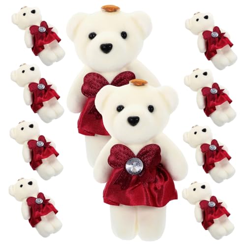 Kisangel 10 Stück Teiliges Plüschbären Dekofigur Kuscheltier Stofftier Valentinstag Hochzeit Brautpaar Niedliche Kleine Bären für Sofa Schlafzimmer Tischdeko von Kisangel
