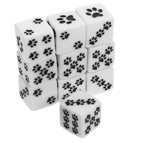 Kisangel 10 Stück Teiliges Resin Würfelset mit Cartoon Bärenpfoten Motiv Sechseitige Spielwürfel mit Quadratischen Ecken für Brettspiele Unterricht und Partyspaß von Kisangel