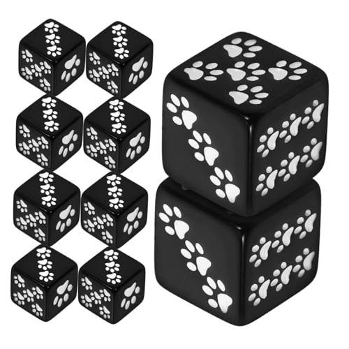 Kisangel 10 Stück Teiliges Schwarze Resin Würfel Seitigem Cartoon Tatzenmuster Kleine Spielwürfel für Brettspiele Party und Unterricht Leicht Tragbar Vielseitige Spielrequisiten von Kisangel