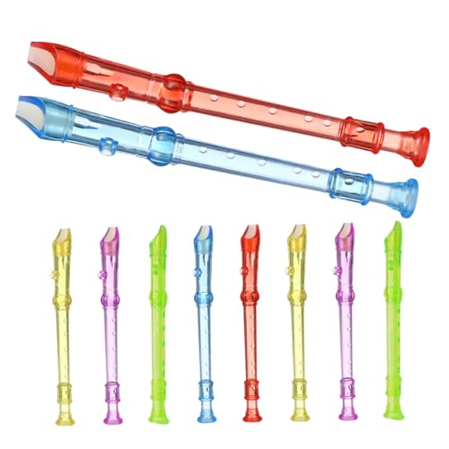 Kisangel 10 Stück Teiliges Transparente Candy Farben Mini musikinstrumente aus Kunststoff Anfänger flöten für Schule Orchester für Jungen und Mädchen Ab Anfängeralter von Kisangel