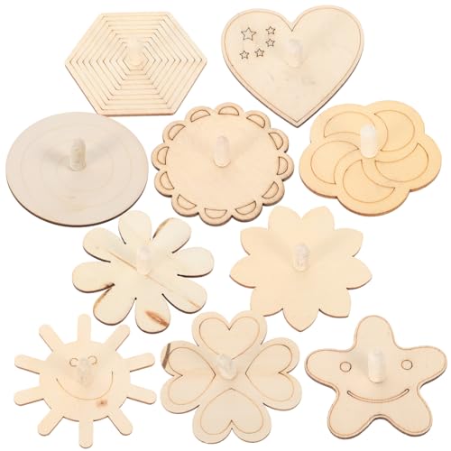 Kisangel 10 Stück Zeichnen Von Gyro -Set Unvollendetes Kinderspielzeug Lustiger Kinderkreisel DIY Malerei Kinderspielzeug Lustiges Kreiselspielzeug Gyro - Holzkreisel Hölzern von Kisangel