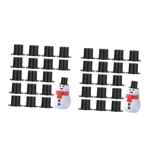 Kisangel 100 Stck Mini Kunststoff Hüte Schwarz Miniatur Zauberhüte und Schneemann Hüte für DIY Weihnachtsdeko Leichte Bastelaccessoires für Party und Puppen von Kisangel