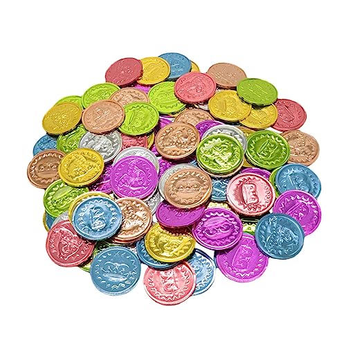 Kisangel 100 Stück Farbenfrohe Goldmünzenspielzeug Schatz Spielgeld Partyzubehör Colorful Plastik Kisangel 100 Stück Farbenfrohe Goldmünzenspielzeug Schatz Spielgeld Partyzubehör Colorful Plastik von Kisangel