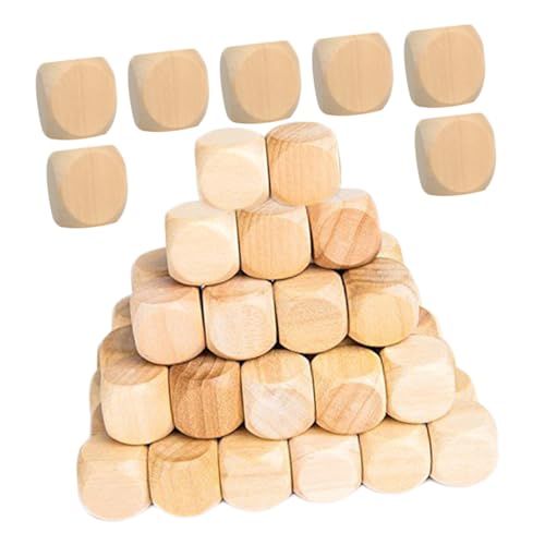 Kisangel 100 Stück Holz Würfel Blanko Würfel mit Abgerundeten Ecken Natürliche Bastelklötzchen für DIY Projekte für Brettspiele Matheunterricht und Party Zubehör von Kisangel