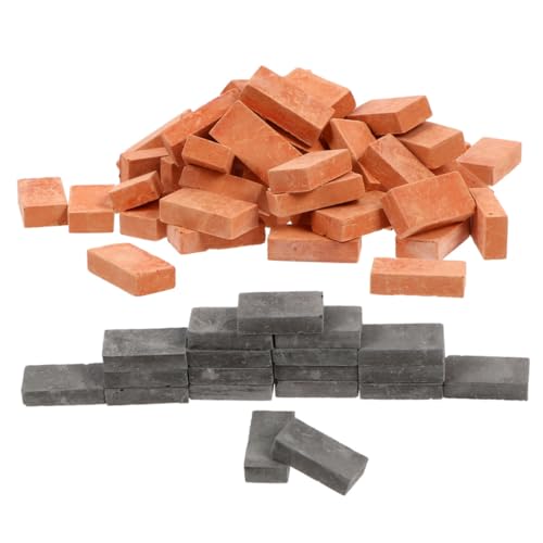 Kisangel 100 Stück Maßstab Rote und Blaue Simulation Bricks für DIY Modellbau Puppenhaus Garten Dekoration Kreative Sandtisch Landschaft von Kisangel