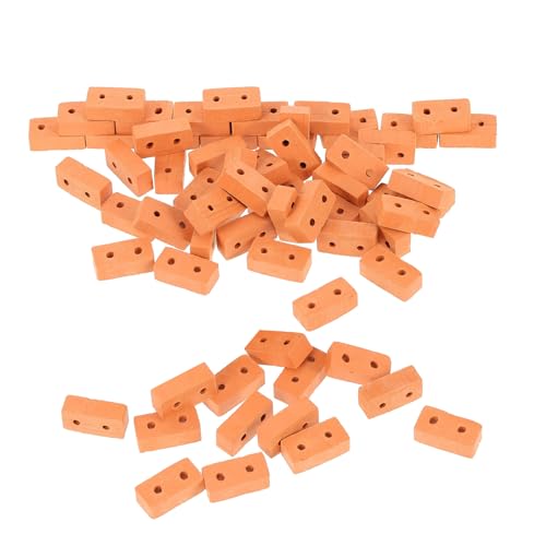 Kisangel 100 Stück Mini Baumaterialien Ziegelbauspielzeug Kleine Ziegel Konstruktionsziegel Bausteine Kleines Ziegelzubehör DIY Mini Gartenziegel Puppenhausziegel Orange von Kisangel