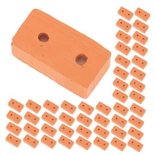 Kisangel 100 Stück Mini Bausteine Rot mit Löchern Kleine Bausteine für DIY Miniatur Ziegel Modellhaus Bausatz für Puppenhaus Landschaft Crafting von Kisangel