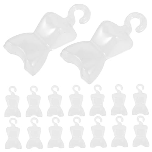 Kisangel 100 Stück Puppenhaus-Aufhänger Mini-Mannequin-Aufhänger wiedergeborene Puppe puppenkleiderbügel puppenkleiderschrank Puppenkleidung Rack Mini -Kleiderform Plastik Transparent von Kisangel