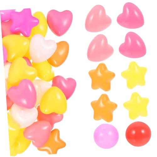 Kisangel 100 Stück Spielbälle Sternförmige Kunststoffbälle für Indoor Party Farbmix Gelb Rosa Transparent Weiß von Kisangel