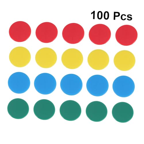 Kisangel 100 Stück Teiliges Acryl Spielchips Runde Zählchips in Vier Farben Vielseitig für Bingo Mathematik lernspiele und Zählübungen für Kindergarten und Zuhause von Kisangel