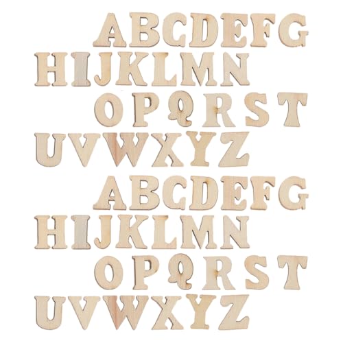 Kisangel 104 Stück Mini Holzbuchstaben DIY Bastelmaterial für Kreative Projekte Natürliche Holzbuchstaben zum Malen und Dekorieren für Feste und Anlässe von Kisangel