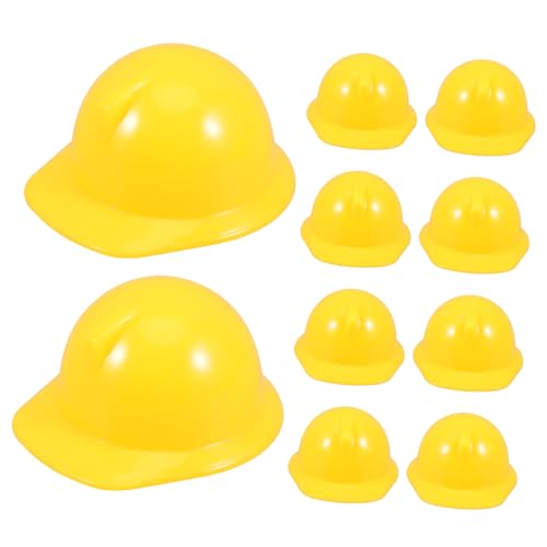 Kisangel 10Stücke Mini Baustellenhelm Aus Kunststoff Gelbe Mini Bauarbeiter Helme Für Puppen Party Dekoration Und Kreative Bastelprojekte Zubehör von Kisangel