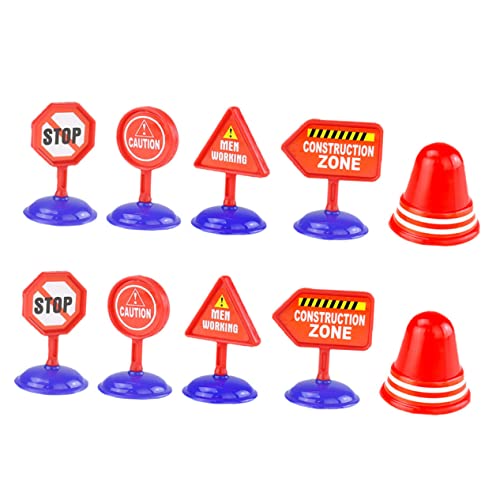 Kisangel 10Stücke Teiliges Verkehrszeichen Für DIY Straßenkegel Und Modelle Für Kreative Lernspiele Und Verkehrssicherheit Für Sandtische Und Spielstraßen von Kisangel