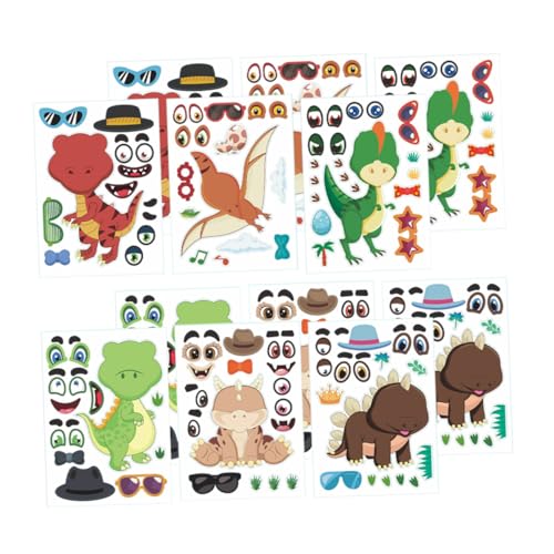 Kisangel 12 Blatt Dinosaurier-Puzzle-Aufkleber Lustige Aufkleber Für Freunde Party-DIY-dianasaurier-Aufkleber Dinosaurieraufkleber Dekorative Puzzle-Aufkleber von Kisangel