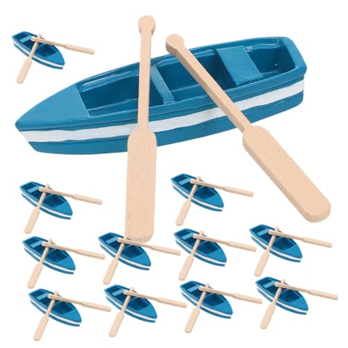 Kisangel 12 Sätze Mini Holzboot Deko mit Ruder Miniatur Kanu Modell für DIY Bastelprojekte Feengarten Bonsai Wohnraumdekoration Handgefertigte Kleine Holzboote für Kreative Raumgestaltung von Kisangel