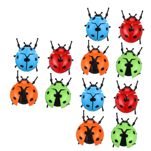 Kisangel 12 Stck Teiliges Wind Up Marienkäfer Bunte Kunststoff Insekten Realistische Bewegung Lustige Tierdekoration für Kindergeburtstag Garten und Partygeschenk von Kisangel