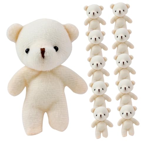 Kisangel 12 Stück Bärenanhänger Kuscheltier klein Mini knuddelig tragen bär anhänger Bär Puppe multifunktionale Bärenfiguren ausgestopfte Bärenpuppe Bärendekor Plüsch Weiß von Kisangel
