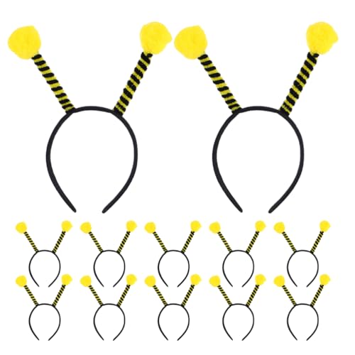 Kisangel 12 Stück Bienen-Haarbänder: Entzückende Bienenantennen-Stirnbänder für Frauen und Kinder – Tierkostüm-Zubehör mit Pompons für Halloween-Karnevalsparty-Dekorationen von Kisangel