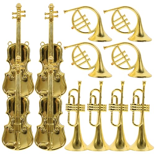 Kisangel 12 Stück Dekorationen für Musikinstrumente Charme Musiknoten-Anhänger Miniaturinstrumentendekor Mini-Instrumentenmodelle Instrumente für Mini- Reiz Musikverzierung Abs Golden von Kisangel