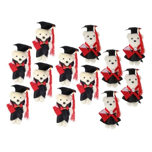Kisangel 12 Stück Doktorbär Bouquet Materialien abschluss Graduation Mini Animal Plüschspielzeug graduierte Bärenpuppe Herzlichen Glückwunsch, Absolvent Bär Plüschbären Stoff von Kisangel