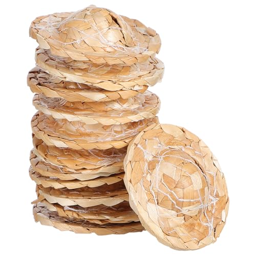 Kisangel 12 Stück Kleine Strohhutpuppe unser Strohkappe Mini-Strohhüte zum Basteln kleine Strohhüte zum Basteln Bastelbedarf für Puppen Kleine Strohhüte basteln Bambus von Kisangel